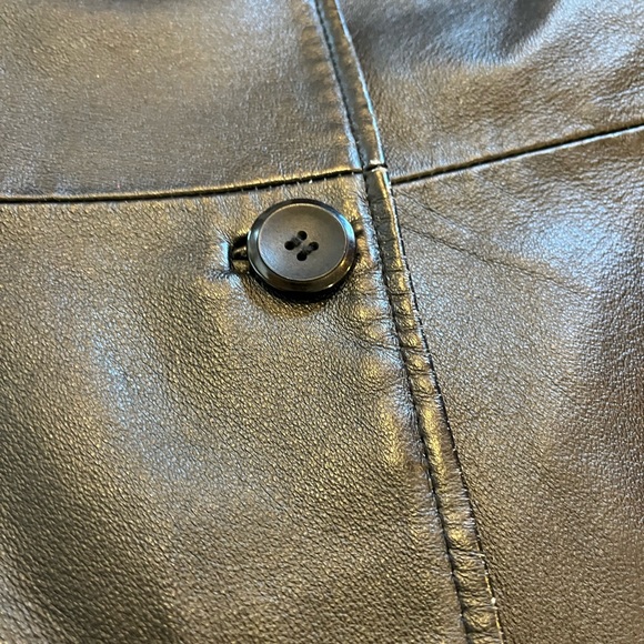 Nice! East 5th genuine leather black coat jacket women’s large button down - Picture 5 of 16